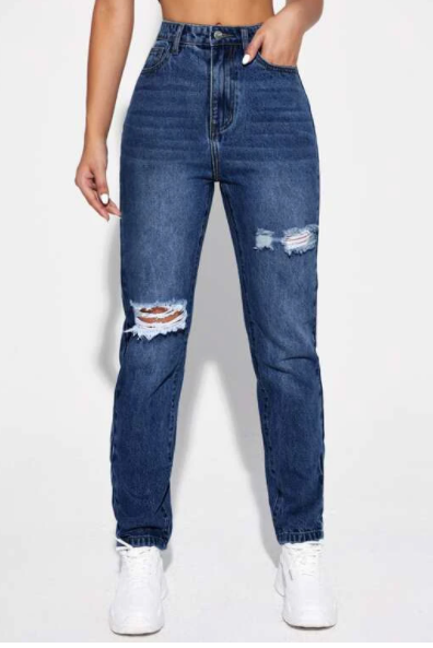CUSTOMer OPTION ONLY* Fringe Detail Ripped Jeans from Shei – Vamped by Catie