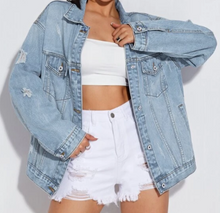 Load image into Gallery viewer, *VAMPED CUSTOMer OPTION* Ripped Flap Pocket Denim Jacket #1 from Shein
