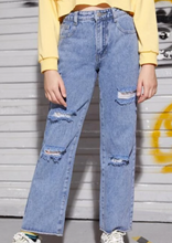 Load image into Gallery viewer, *VAMPED CUSTOMer OPTION ONLY* Girls High Waist Ripped Straight Leg Jeans from Shein
